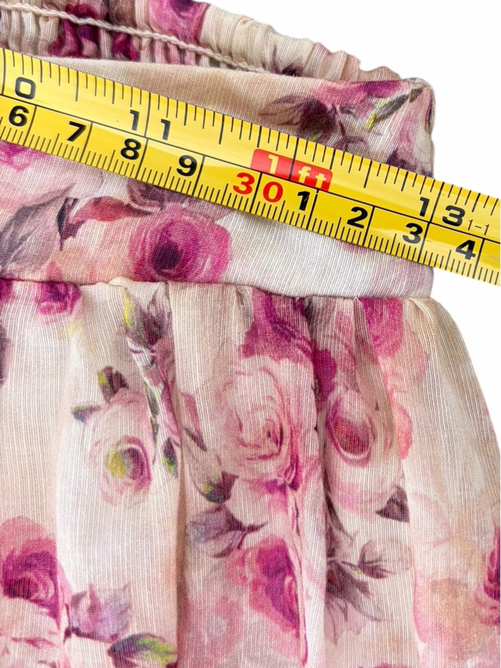 Romantic Cottagecore Cream Skirt with Pink Floral Print - Picture 11 of 13